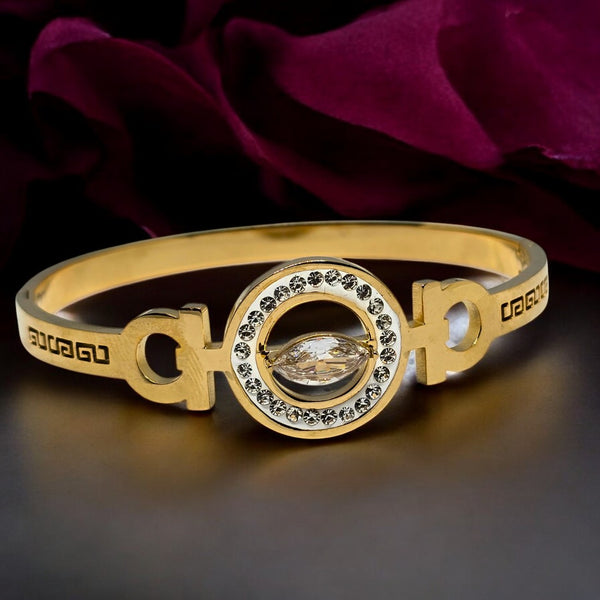 Gold Plated Stainless Steel Anti Tarnish Bracelet with Stone