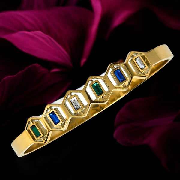Gold Plated Stainless Steel Anti Tarnish Bracelet with Stone