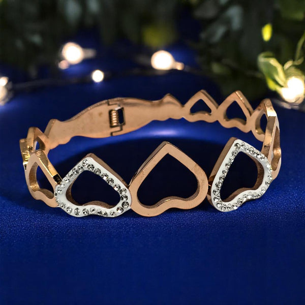 Gold Plated Stainless Steel Anti Tarnish Bracelet with Stone