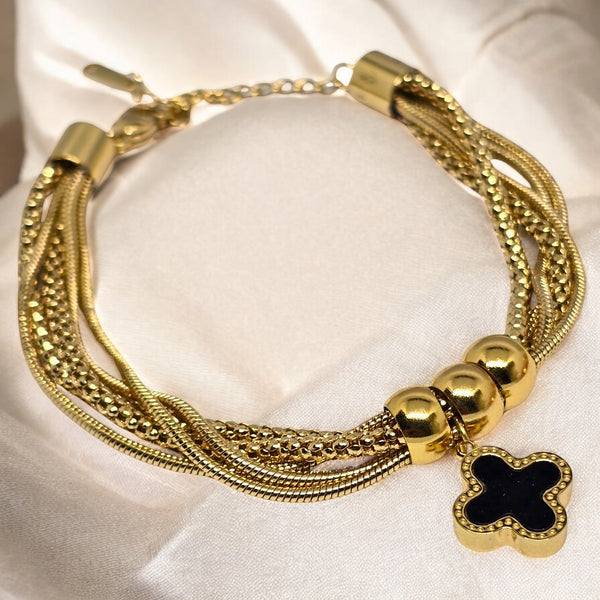 Chain Bracelet, Gold Plated Stainless Steel Anti Tarnish Bracelet with Stone