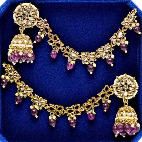 Traditional Kundan & Pearls Bahubali Chain Jhumka Earring For Women & Girls