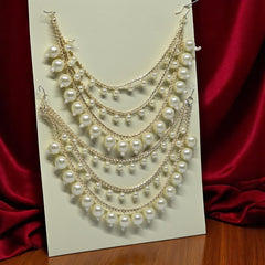 Gold Plated Designer Pearl Ear Chain for Earrings