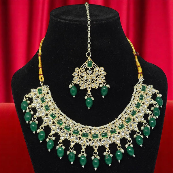 Traditional Meenakari Gold Plated Bridal Kundan Wedding Earring Mangtika Necklace Jewellery Set