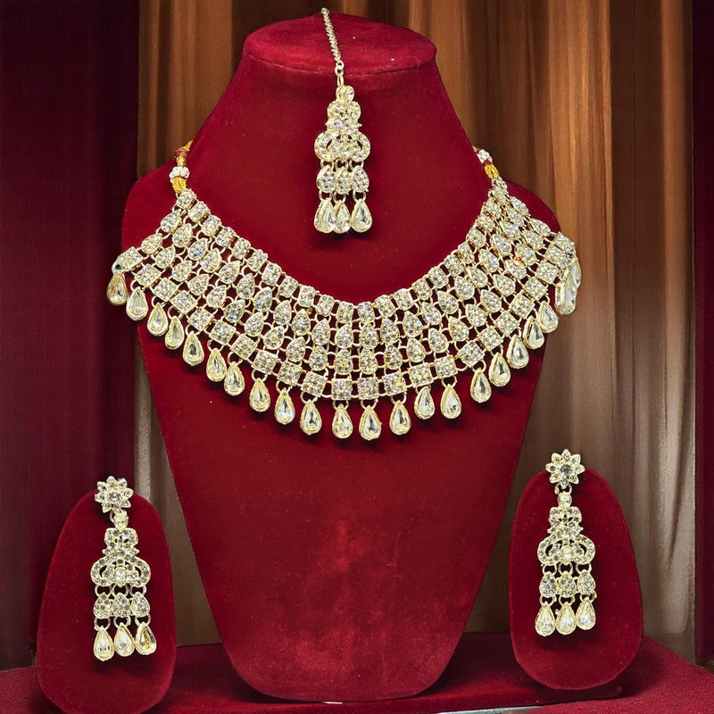 Gold Plated Necklace Set with Earrings & Mangtikka for women & girls