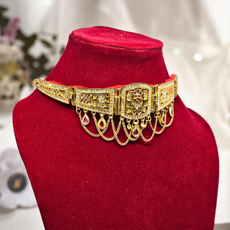 Traditional Rajputani Gold Plated Adjustable Choker Necklace