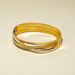 Gold Plated Stainless Steel Anti Tarnish Bracelet with Stone