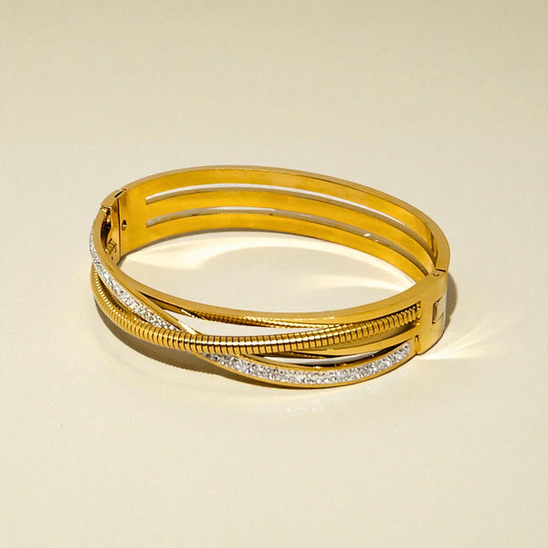 Gold Plated Stainless Steel Anti Tarnish Bracelet with Stone