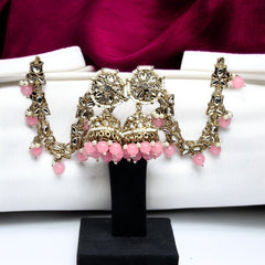 Light Pink Color Traditional Bahubali Jhumka Earrings for Women, Wedding & Festive Wear