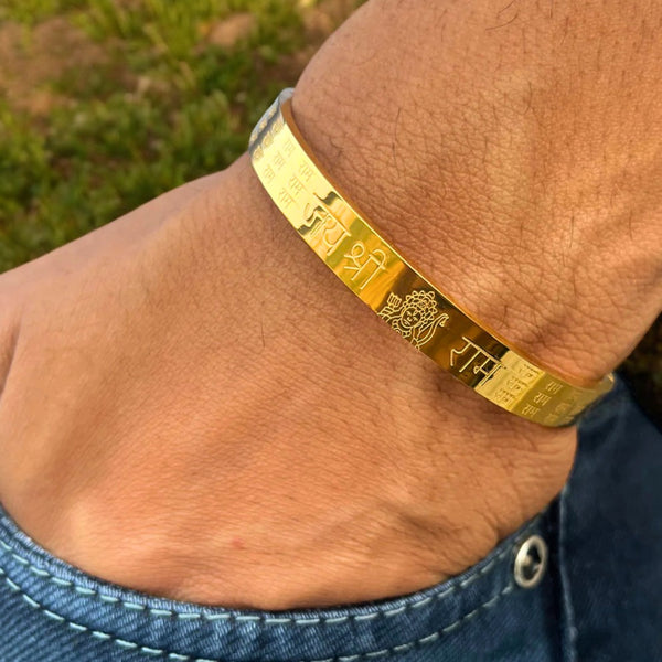 Jai Shree Ram Gold-Plated, Anti-Tarnish, Waterproof Men's & Boys Bracelet – Stylish and Durable Design for Daily Wear