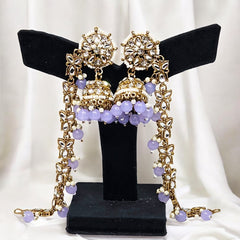 Light Lavendar Traditional Bahubali Jhumka Earrings for Women, Wedding & Festive Wear