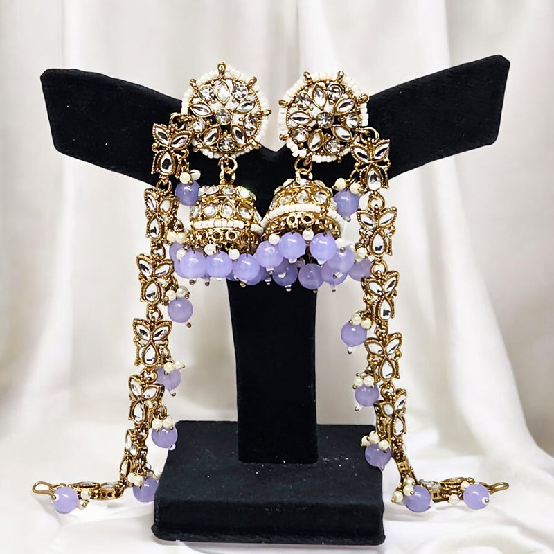 Light Lavendar Traditional Bahubali Jhumka Earrings for Women, Wedding & Festive Wear