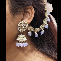 Light Lavendar Traditional Bahubali Jhumka Earrings for Women, Wedding & Festive Wear