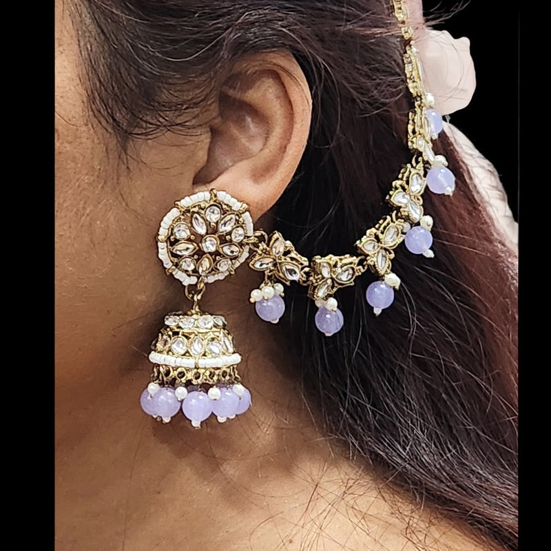 Light Lavendar Traditional Bahubali Jhumka Earrings for Women, Wedding & Festive Wear