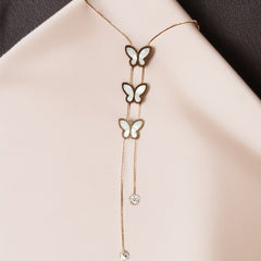 Designer Butterfly Charm Long Chain Necklace | Perfect Gift for Women & Girls
