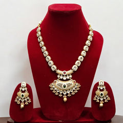 Antique Gold Finish Kundan Necklace Long Set for Festive & Wedding Wear