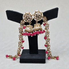 Pink Traditional Bahubali Jhumka Earrings for Women, Wedding & Festive Wear