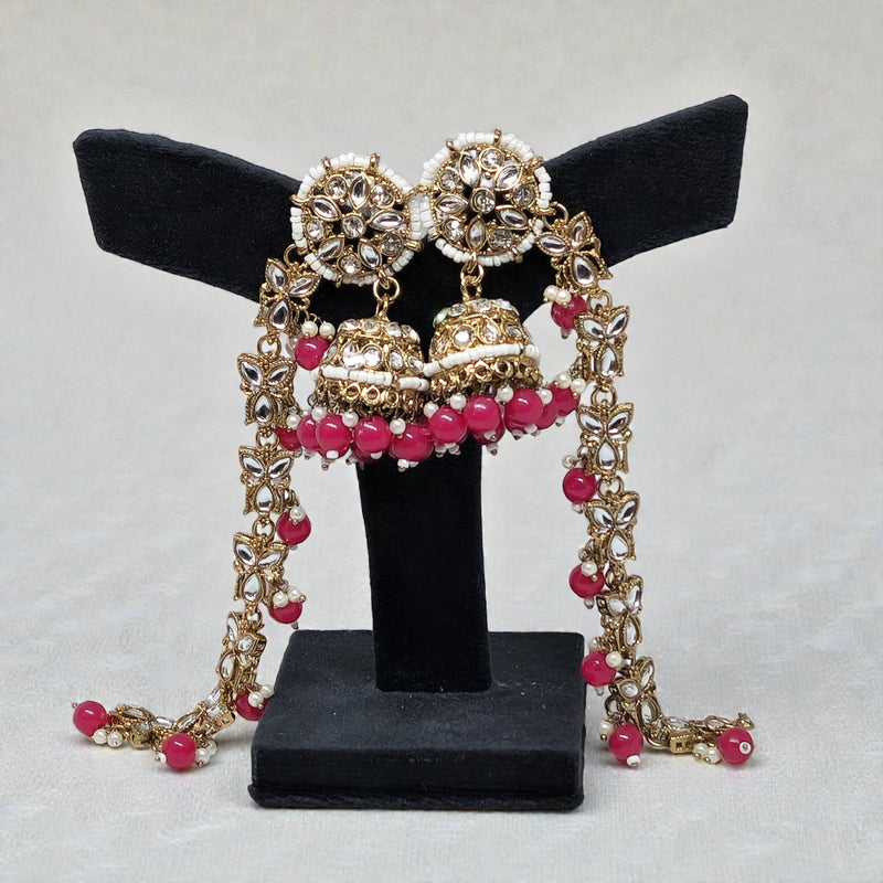 Pink Traditional Bahubali Jhumka Earrings for Women, Wedding & Festive Wear
