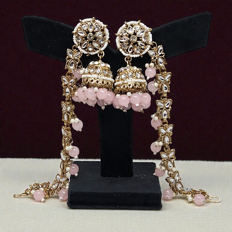 Baby Pink Traditional Bahubali Jhumka Earrings for Women, Wedding & Festive Wear