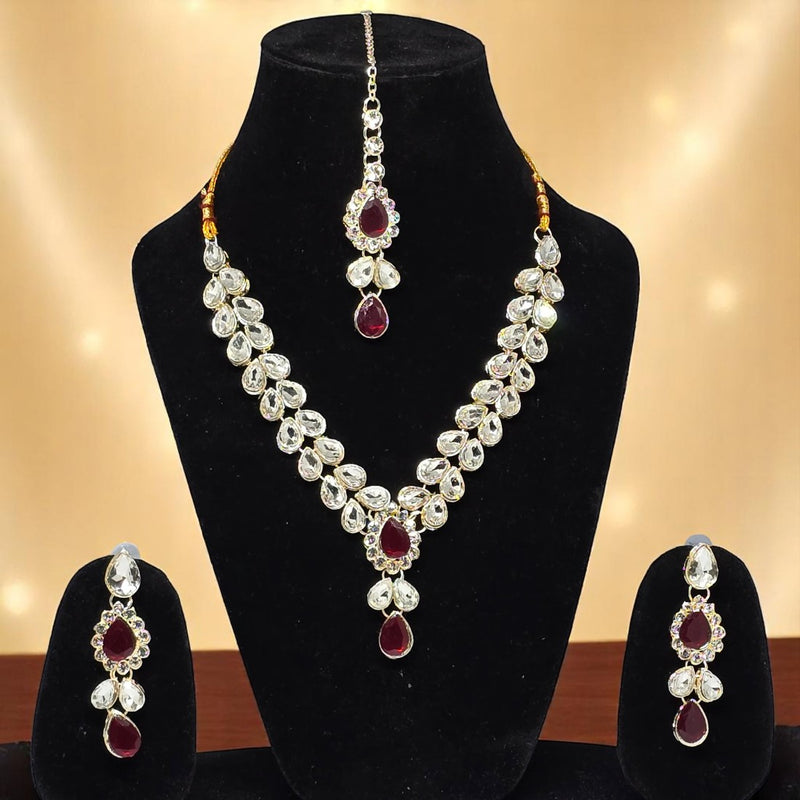 Necklace Jwellery Set with Earring & Maangtika for women