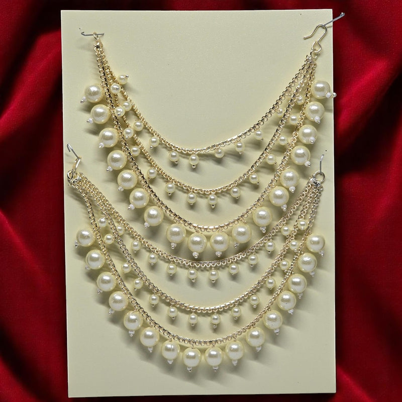 Gold Plated Designer Pearl Ear Chain for Earrings