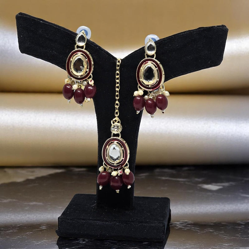 Kundan Necklace Set with Earring & Maangtika for women