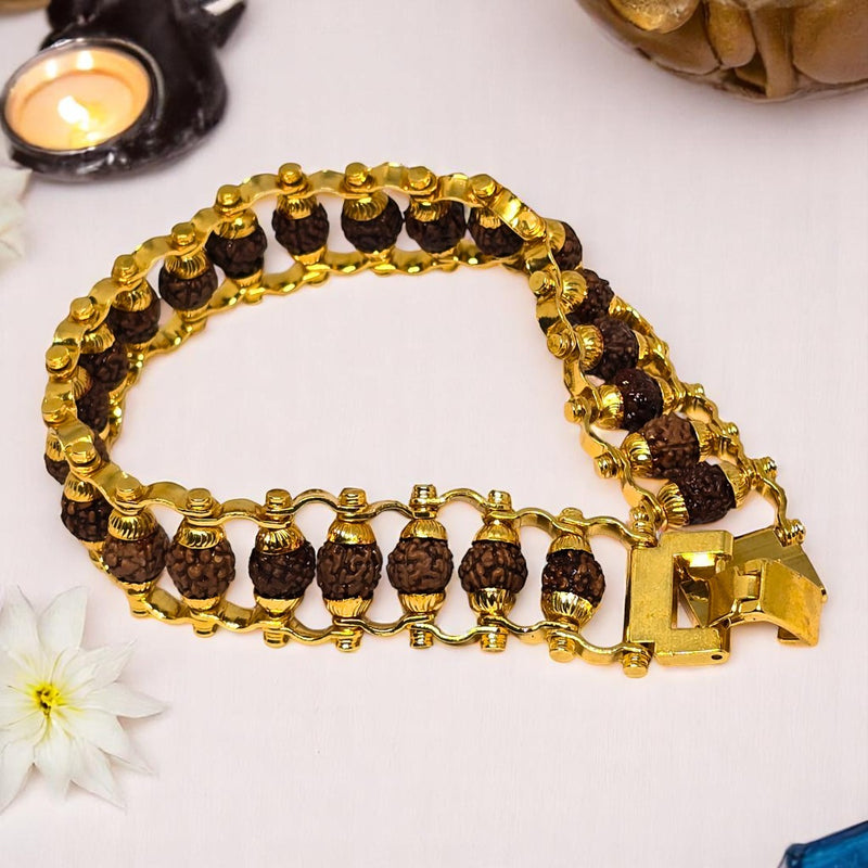 Gold Plated Modern Rudraksha Bracelet