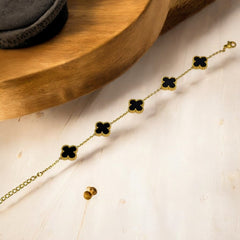 Floral Bracelet, Gold Plated Stainless Steel Anti Tarnish Bracelet with Stone