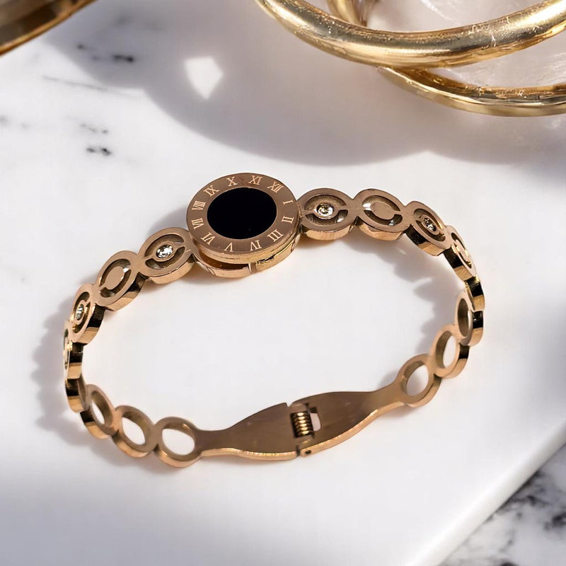 Gold Plated Stainless Steel Anti Tarnish Bracelet with Stone