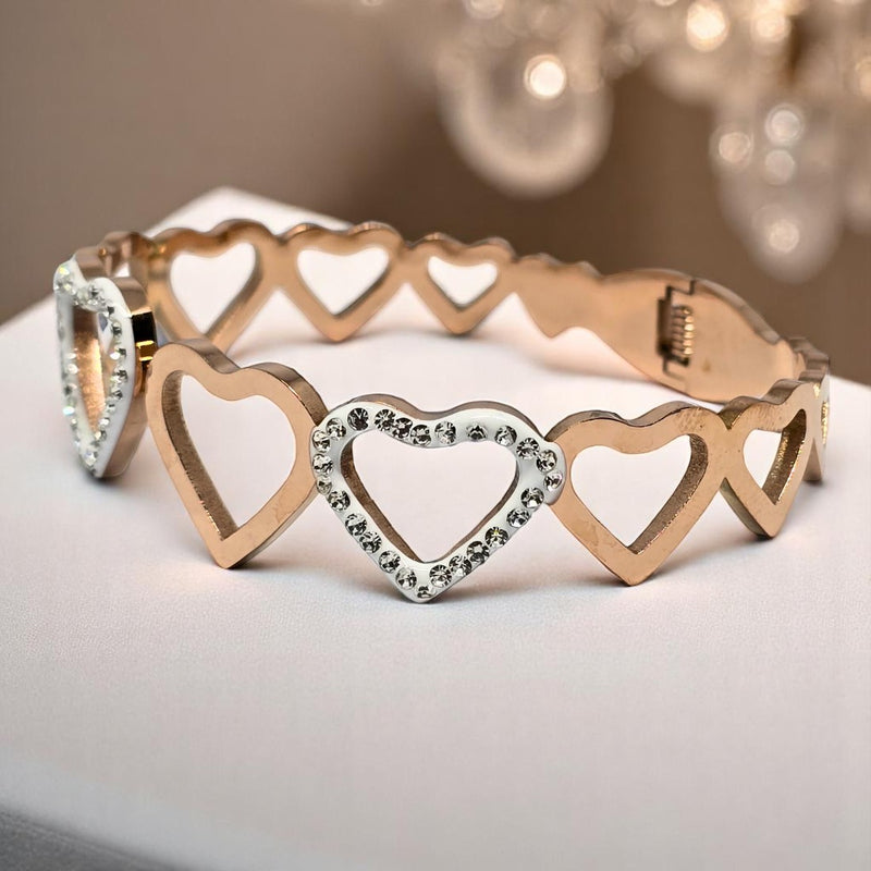 Gold Plated Stainless Steel Anti Tarnish Bracelet with Stone