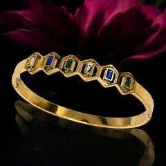 Gold Plated Stainless Steel Anti Tarnish Bracelet with Stone