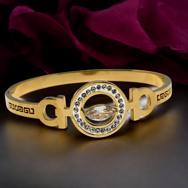 Gold Plated Stainless Steel Anti Tarnish Bracelet with Stone