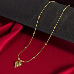 Anti Tarnish Heart Shape Pendant with Chain in Gold Plated Stainless Steel for Girls and Women