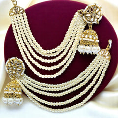 Traditional Kundan & Pearls Bahubali Chain Jhumka Earring For Women & Girls