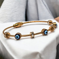 Evil Eye Gold Plated Stainless Steel Anti Tarnish Bracelet with Stone