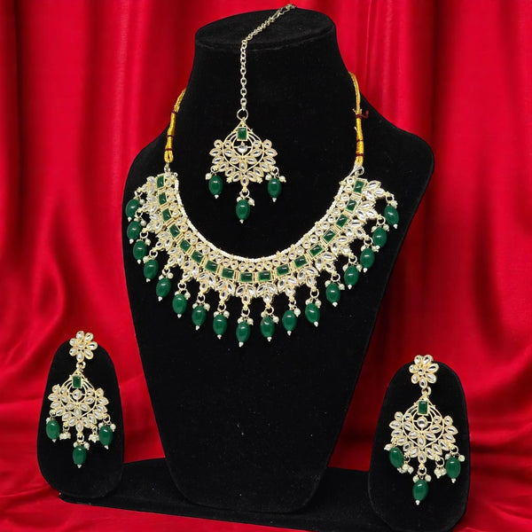Traditional Meenakari Gold Plated Bridal Kundan Wedding Earring Mangtika Necklace Jewellery Set