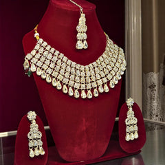 Gold Plated Necklace Set with Earrings & Mangtikka for women & girls