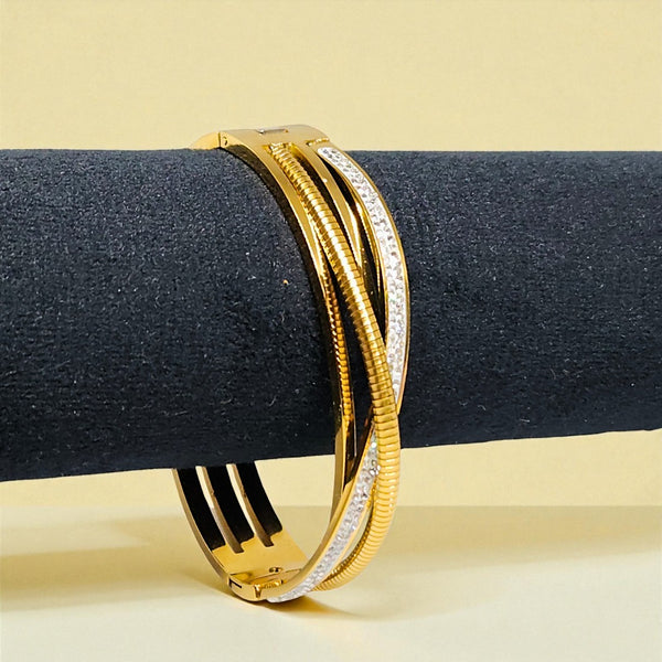 Gold Plated Stainless Steel Anti Tarnish Bracelet with Stone