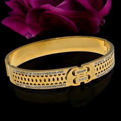 Gold Plated Stainless Steel Anti Tarnish Bracelet with Stone