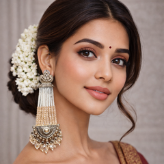 6.5 Inch Long Premium Bridal Long Dangle Earrings with Beads & Pearl Drops