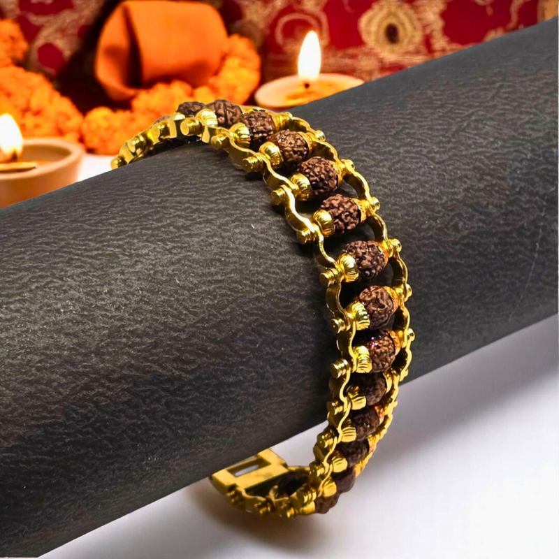 Gold Plated Modern Rudraksha Bracelet