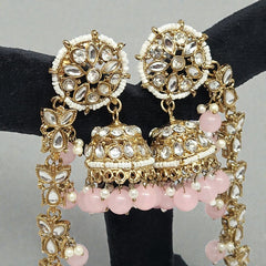 Baby Pink Traditional Bahubali Jhumka Earrings for Women, Wedding & Festive Wear