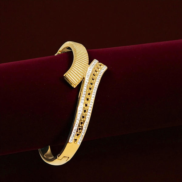 Gold Plated Stainless Steel Anti Tarnish Bracelet with stone