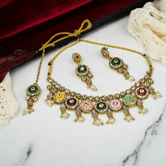 Choker Necklace Set with Earrings & Mangtika for women & girls