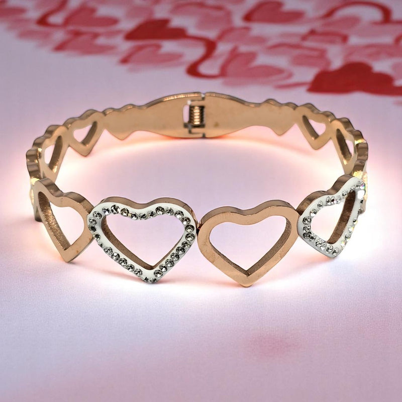 Gold Plated Stainless Steel Anti Tarnish Bracelet with Stone