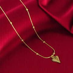 Anti Tarnish Heart Shape Pendant with Chain in Gold Plated Stainless Steel for Girls and Women