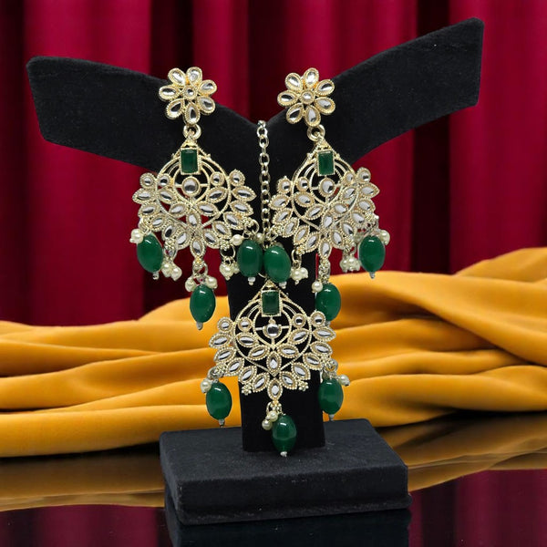 Traditional Meenakari Gold Plated Bridal Kundan Wedding Earring Mangtika Necklace Jewellery Set
