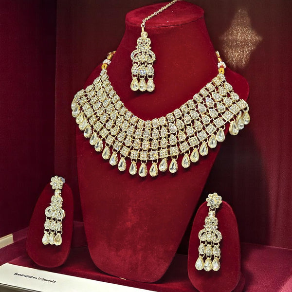 Gold Plated Necklace Set with Earrings & Mangtikka for women & girls