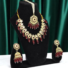 Beautiful Elegent Jewellery Set with Earrings & Magntika for Women & Girls