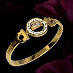 Gold Plated Stainless Steel Anti Tarnish Bracelet with Stone