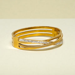 Gold Plated Stainless Steel Anti Tarnish Bracelet with Stone
